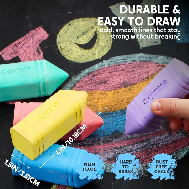 JOYIN 12 PCS Jumbo Sidewalk Chalk with 6 Colors, Washable Sidewalk Chalk for Kids, Non-Toxic School Supplies, Outdoor Games, Playground Accessories - Image 4
